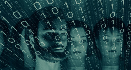 Hacker binary code cyber attack