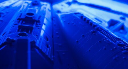 Future blue spacecraft detailsの写真素材
