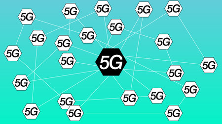5G symbol concept, smartphone and mobile phone high speed internet