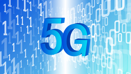 Future of 5G technology, cyber security vector background concept, random binary numbers chaosのイラスト素材