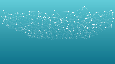 Connected lines and dots digital technology 3d vector illustrationのイラスト素材