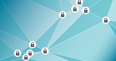 Polygonal abstract shape and locked padlocksのイラスト素材