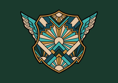 Gothic heraldic shield with wings. Vector illustration in vintage style.のイラスト素材