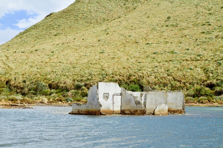 House destroyed by floodwaterの写真素材