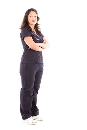 Friendly female doctor wearing scrubsの写真素材