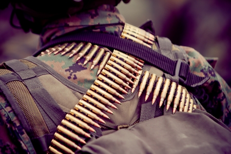 Military men with armo bullets のeditorial素材