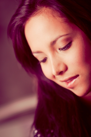 woman portrait,  bit lip color processedの写真素材