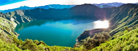 Quilotoa, Majestic volcano lake in Ecuadorの写真素材