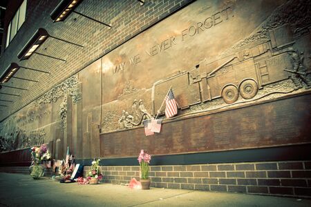  firefighters memorial fo the 911 attacks NY USAの写真素材