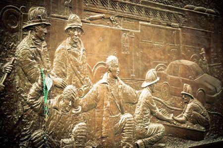 firefighters memorial fo the 911 attacks NY USAの写真素材