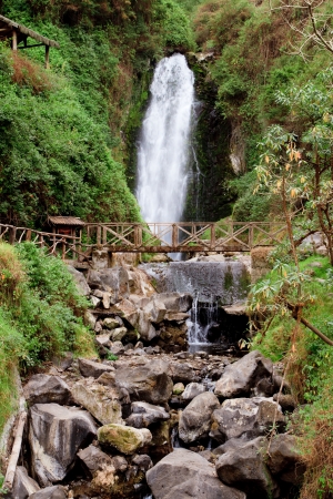 waterfall in a rainforest of south americaの写真素材