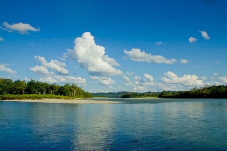 Reflections of Amazon river, Ecuadorの写真素材