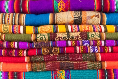 colorful peruvian fabric backgroundの写真素材