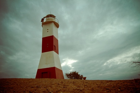 Stormy sky over lighthouseの写真素材