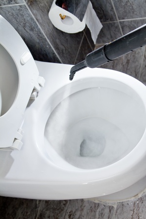 Modern flush toilet  Cleaningの写真素材