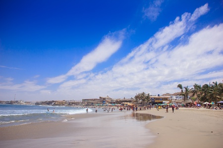 Mancora surfer beach in Peru の写真素材