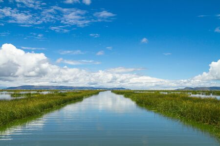 Landscape of a lake adn skyesの写真素材