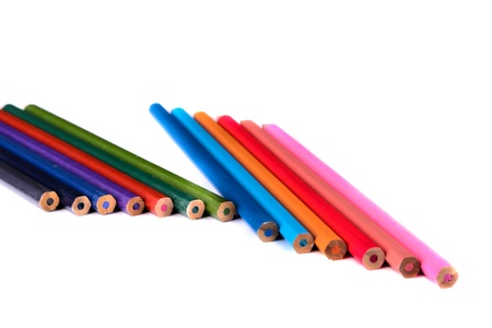 Colour pencils isolated on white backgroundの写真素材