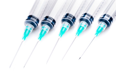 Medical syringes on a white backgroundの写真素材