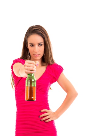 Woman Drinking Beerの写真素材