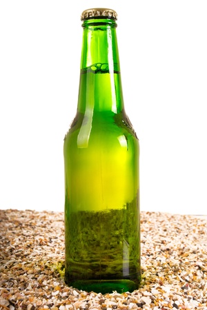 Beer and beach sand, studio shotの写真素材