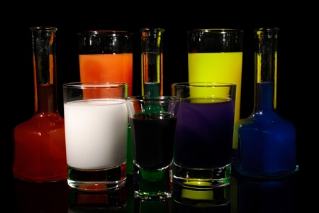 Fresh drinks on black backgroundの写真素材