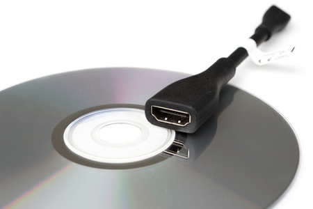 High Definition - HDMI Cable and Blank DVD Discの写真素材
