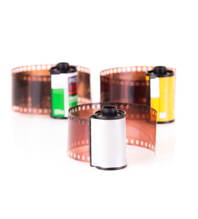 isolated roles of 35 mm negative filmの写真素材