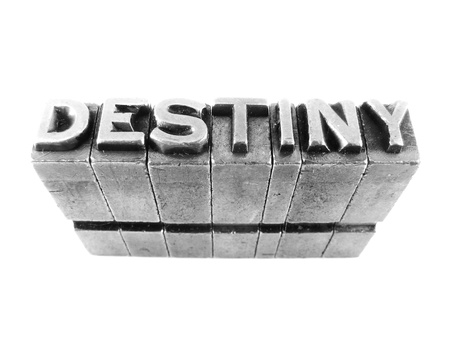 Destiny sign, antique metal letter type isolatedの写真素材