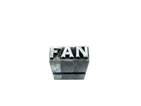 Fan sign, antique metal letter type isolatedの写真素材