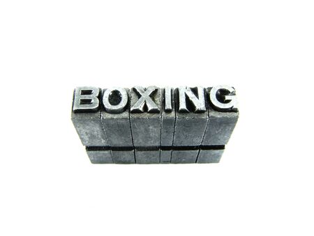 boxing sign, antique metal letter type isolatedの写真素材