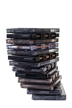 Stack audio cassettesの写真素材