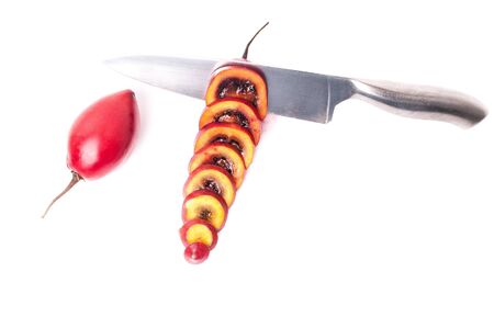 Fresh tamarillo fruits on white background の写真素材