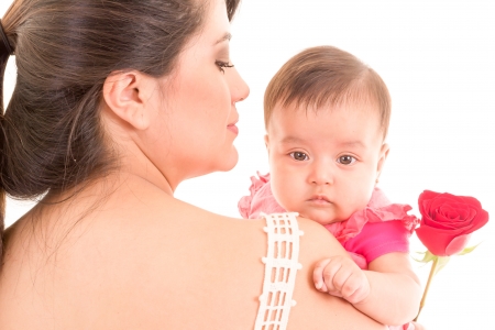 Studio shot of loving mother holding babyの写真素材