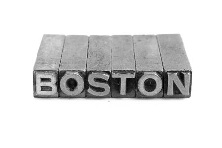 BOSTON sign, antique metal letter type の写真素材