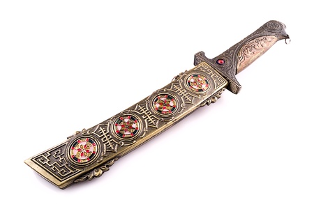 Small Vintage sword isolated on whiteの写真素材