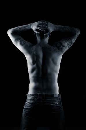 Beautiful and muscular black man s back の写真素材