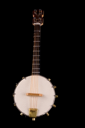 Vintage banjo Selective focus on strings の写真素材