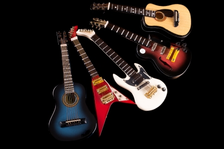 acoustic and electric guitars setの写真素材