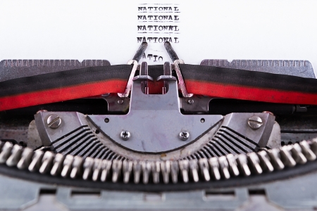 National written on an old typewriter  の写真素材