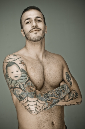 Muscular Sexy Man with tattooの写真素材