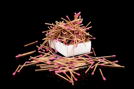 pile of red matchesの写真素材