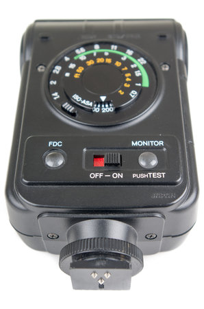 An old external flash for a single lens reflex camera