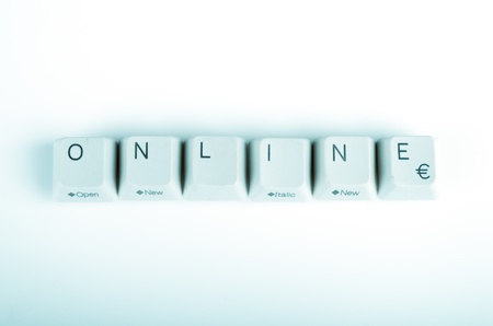 Online word written with computer buttonsの写真素材