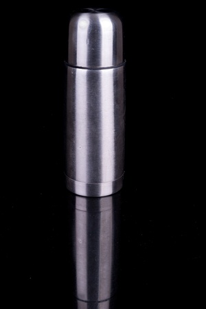 metal bottle on black backgroundの写真素材