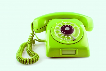  old Green telephone with rotary dialの写真素材