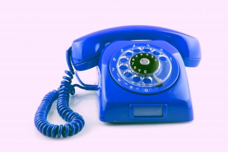  old  BLue telephone with rotary dialの写真素材
