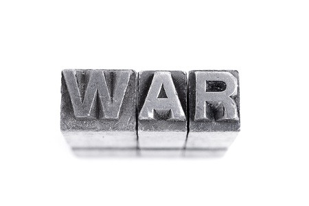 War sign,  antique metal letter-press type isolatedの写真素材