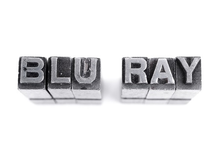 Blu Ray sign,  antique metal letter-press type isolatedの写真素材