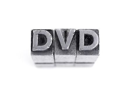 Dvd sign,  antique metal letter-press type isolatedの写真素材